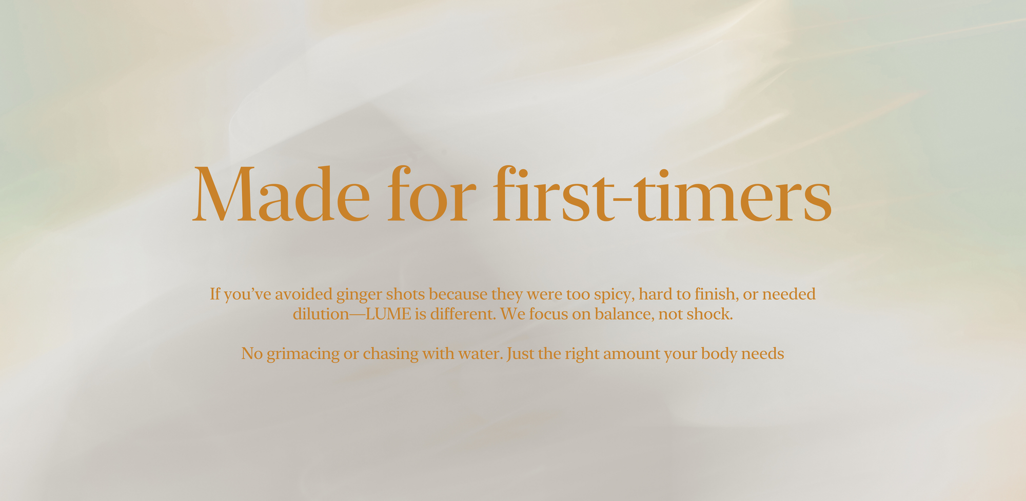 LUME ginger shot made for first-timers — smooth and balanced, no spice, no dilution needed